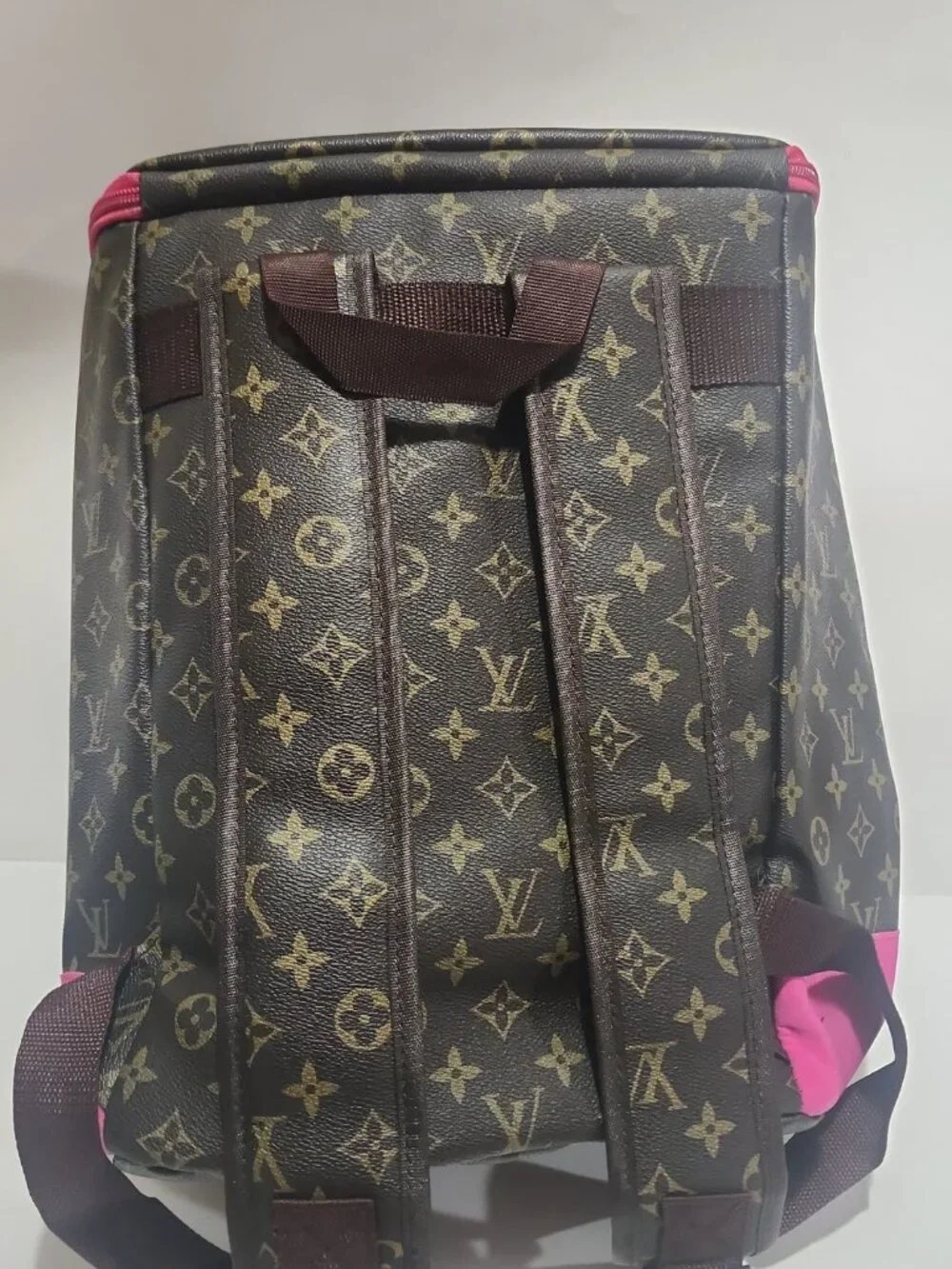 LV Beach Backpack Cooler Bag Brown and Pink.